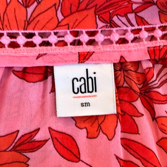 CAbi Pink/Red Chiffon Floral "Drama" Wrap Style Midi Dress #5614 S - Picture 11 of 12